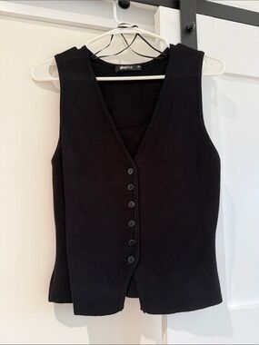 Gina Tricot Black Button-Front Knit Vest
